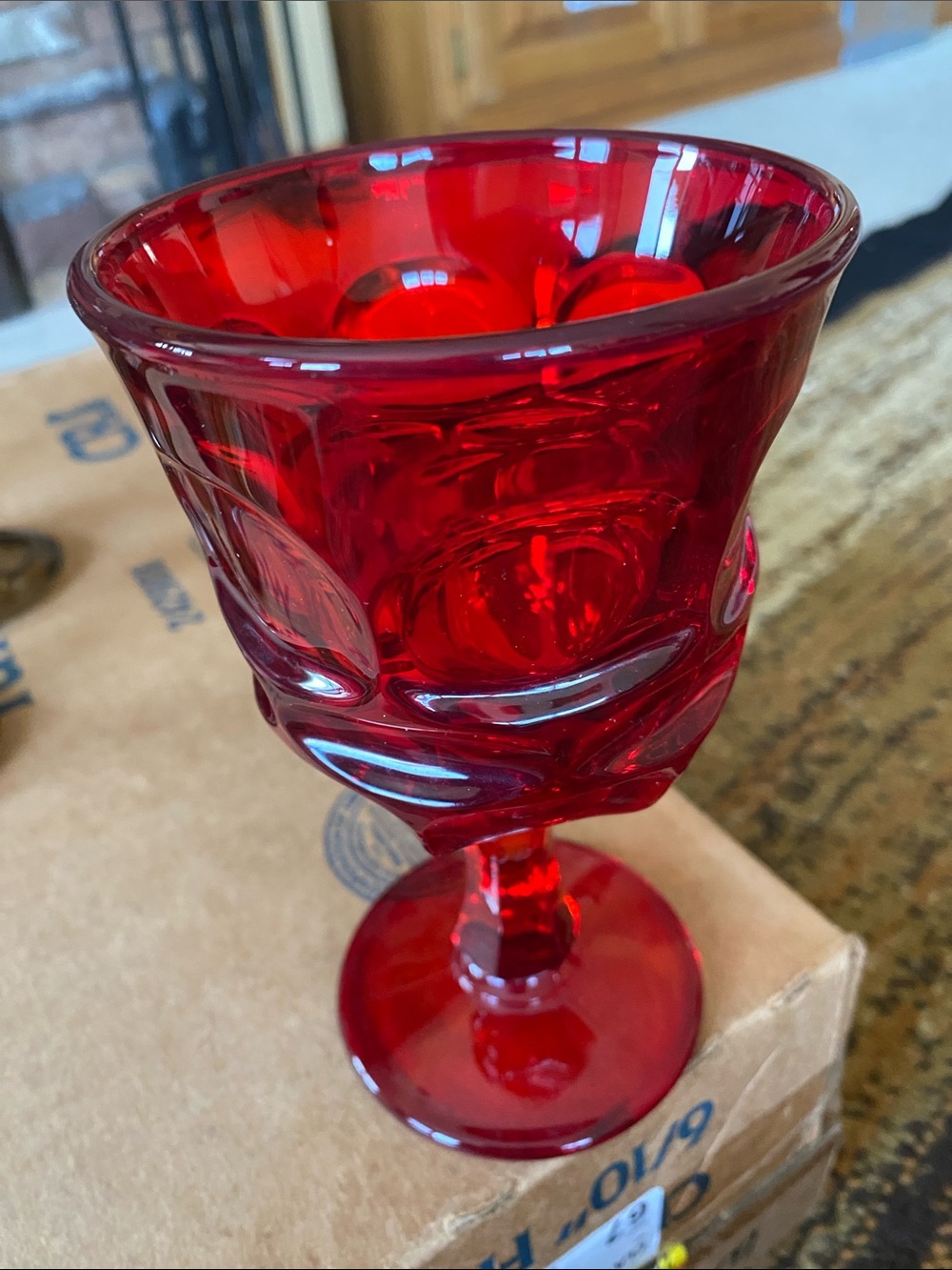 Single vintage Argus Ruby Red Fostoria Water Goblet